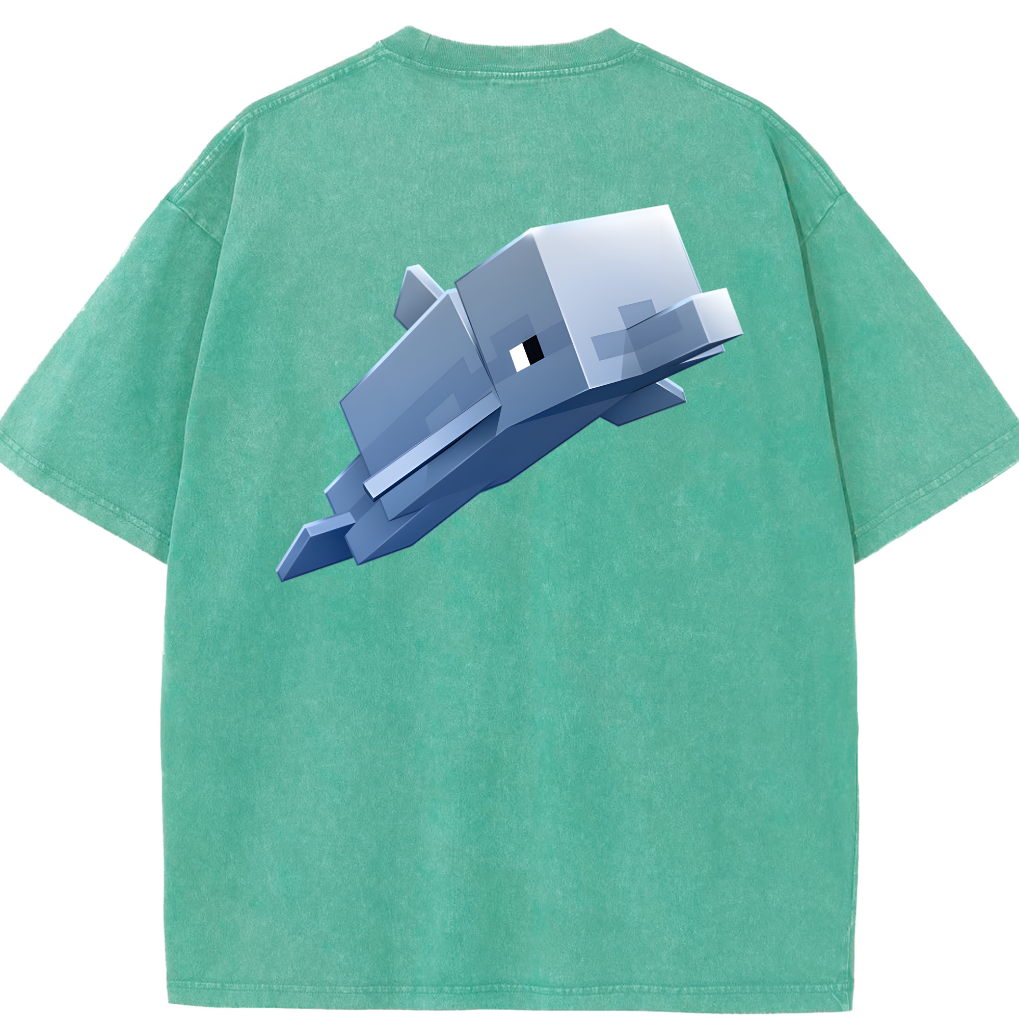 （画像用） マインクラフト ブロックの世界 Minecraft MC Block world 綿100% ヴィンテージ風 半袖Tシャツ（背面プリント）